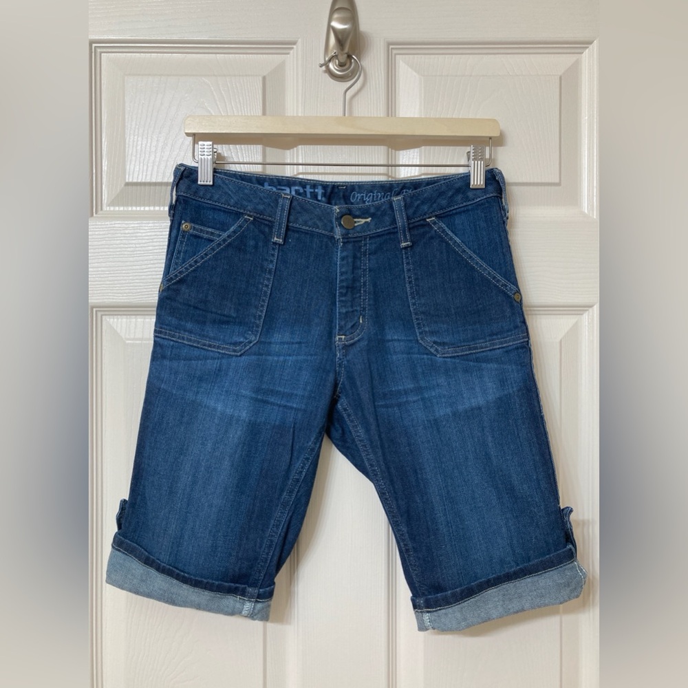 Carhartt Women’s Rolled Cuff Dark Wash Denim Bermuda Jean Shorts Size 2 Coastal - Picture 8 of 8